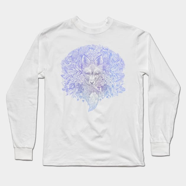 Pastel purple blue hiding fox Long Sleeve T-Shirt by Saraknid